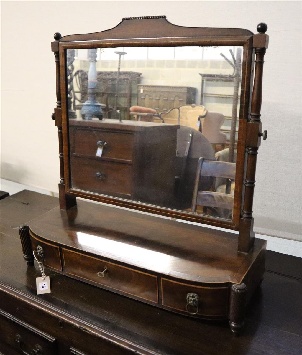 A George IV mahogany toilet mirror, width 66cm, depth 24cm, height 68cm